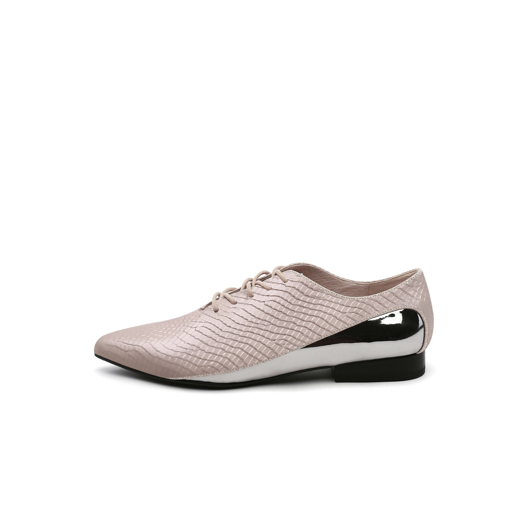 Faux Croc Embossed Lace-Up Oxfords – Jady Rose