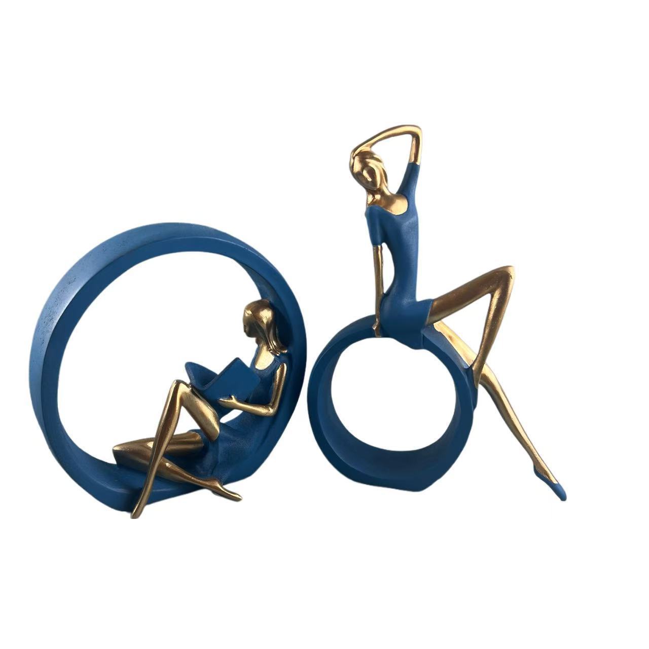 Light Luxury Reading Yoga Girl Decorative Figurine