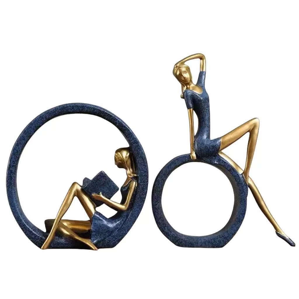 Light Luxury Reading Yoga Girl Decorative Figurine