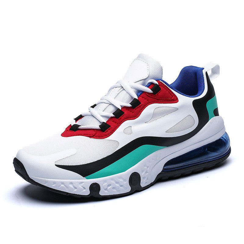 Multicolored sneaker with white sole on a white background