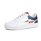 White sneaker with colorful design on a white background