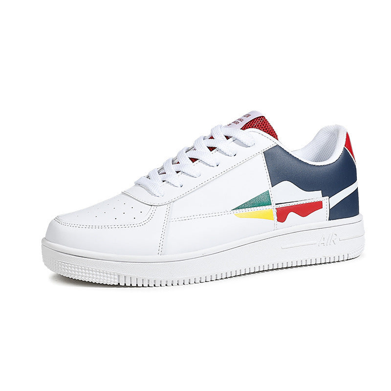 White sneaker with colorful design on a white background