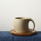 Creative Ceramic Coffee Cup Set with Bamboo Base