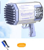 Bubble gun with 'Bazooka' branding on a light blue background