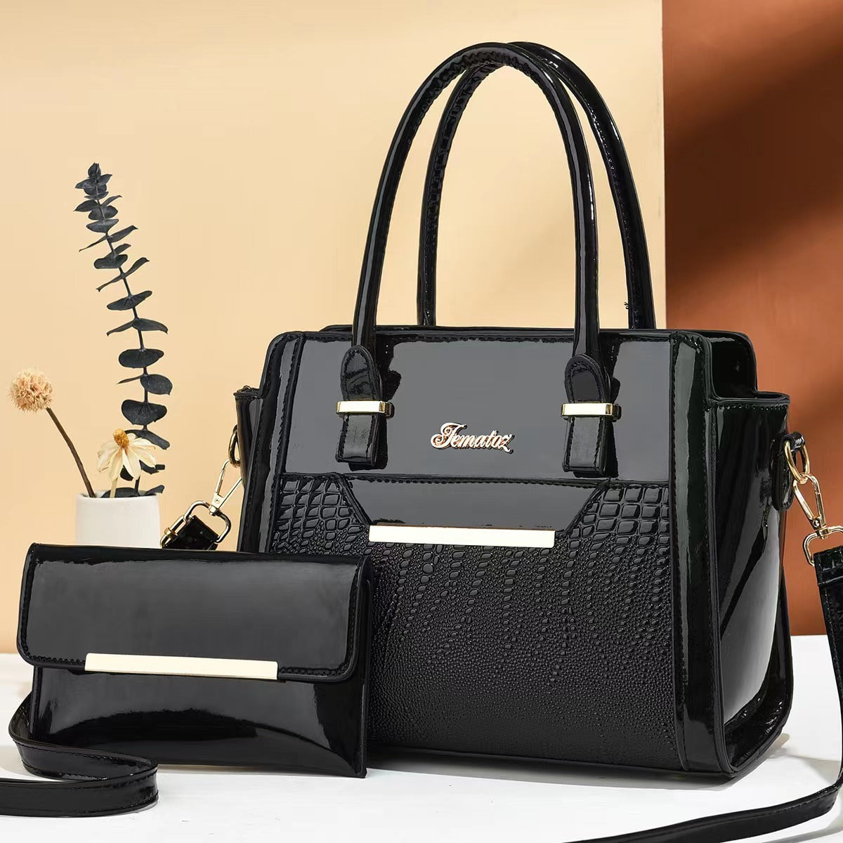 Seraphina™ Croc-Pattern Large Capacity Handbag Set