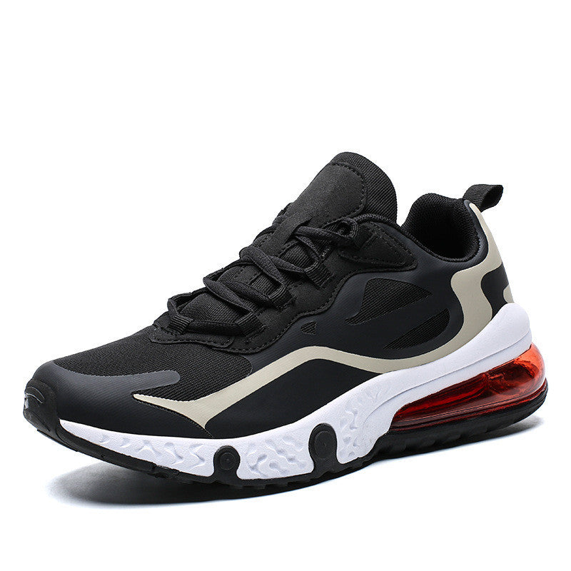 Black and white sneaker with red air bubble on a white background