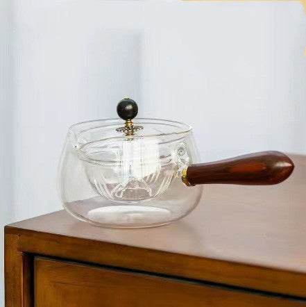 Semi-Automatic Rotary Glass Teapot with Infuser