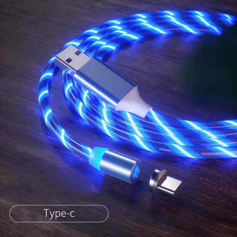 Magnetic LED Fast Charging Cable – Type-C / Micro USB / Lightning Streamer Charger