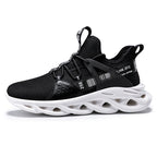 Black and white athletic shoe on a white background