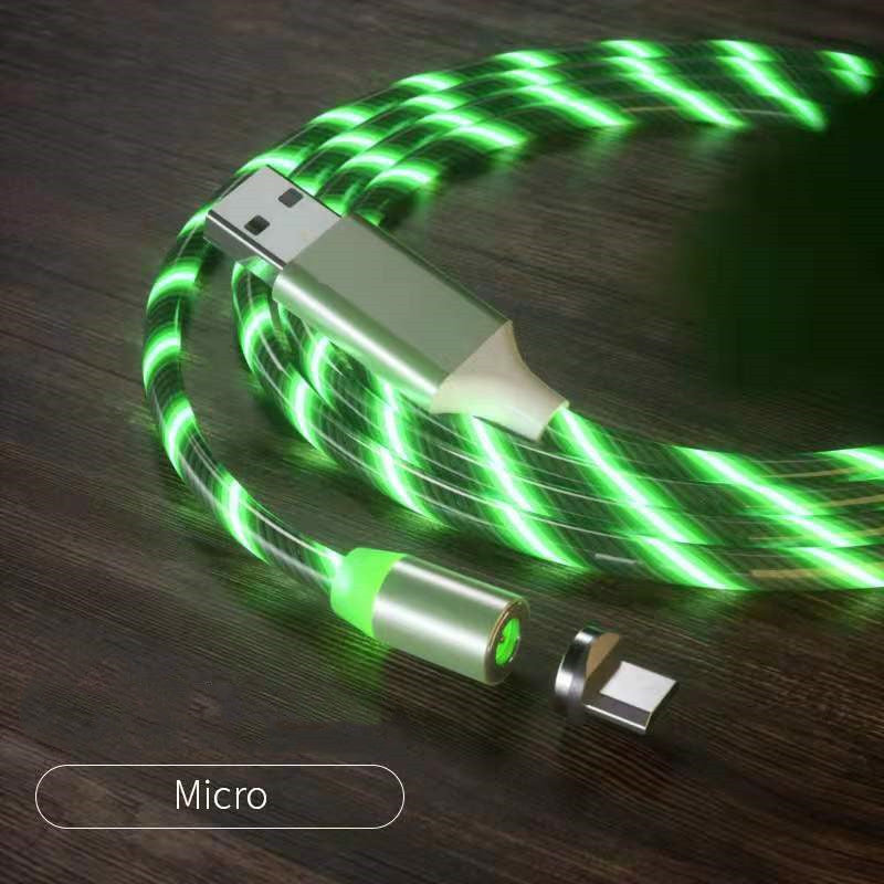 Magnetic LED Fast Charging Cable – Type-C / Micro USB / Lightning Streamer Charger