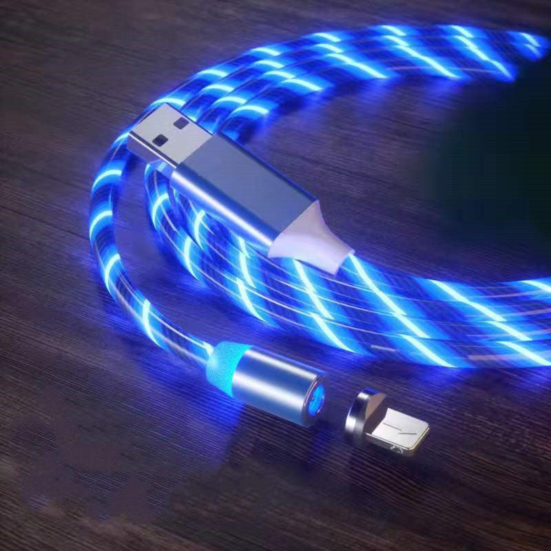 Magnetic LED Fast Charging Cable – Type-C / Micro USB / Lightning Streamer Charger