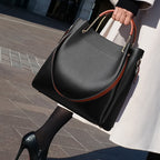 Aurelia Embossed Leather Tote Bucket Handbag