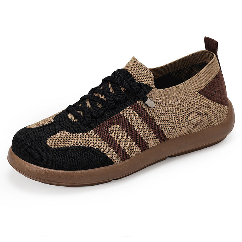 Sneaker with black and brown pattern on a white background