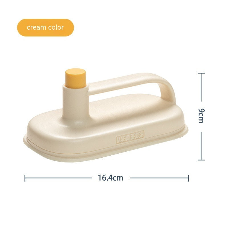 Beige and yellow iron with dimensions on a white background