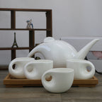 Large Water Drop Shape Pure White Bone China Tea Set