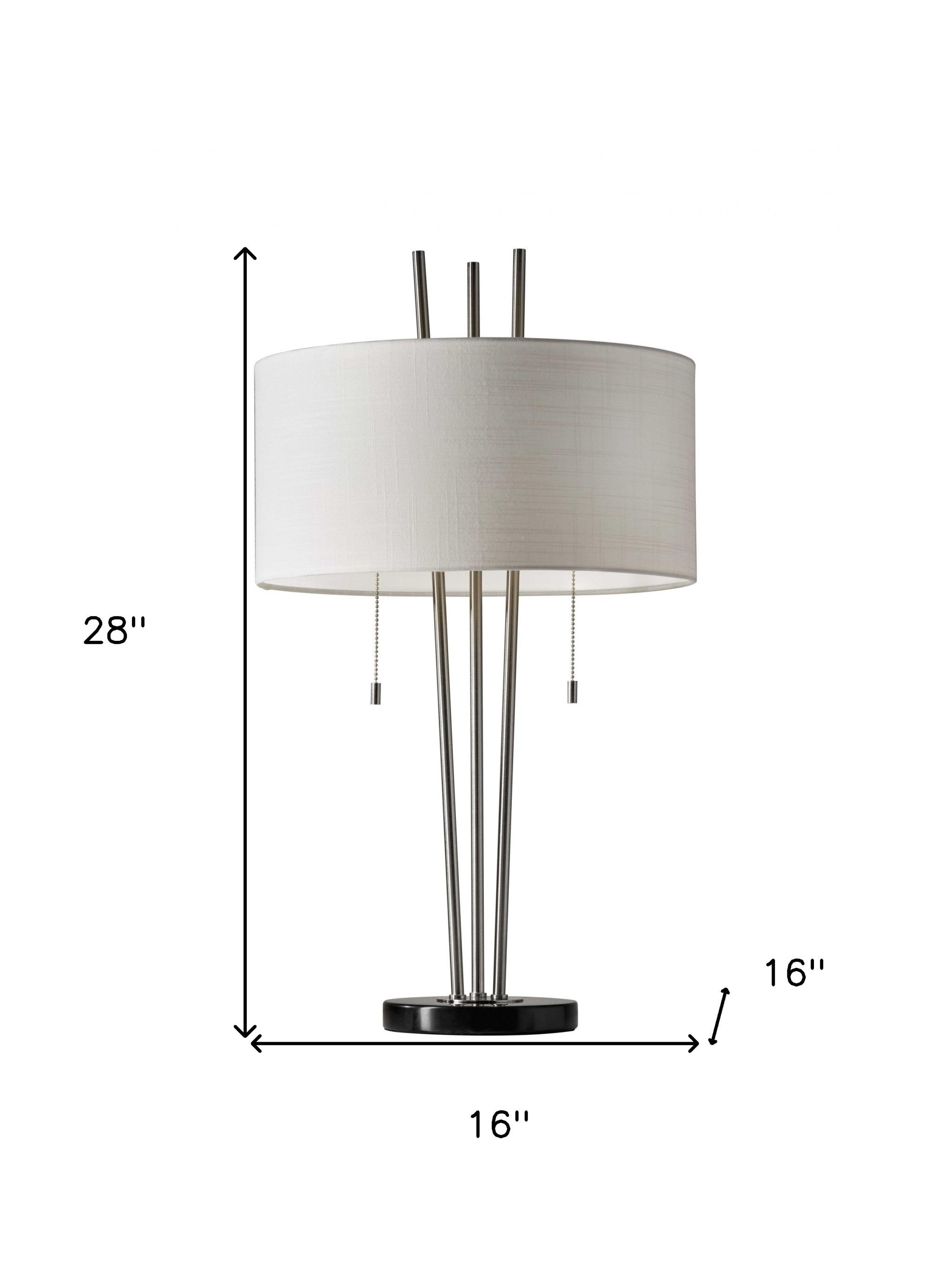 Elegant Brushed Steel & White Fabric Table Lamp
