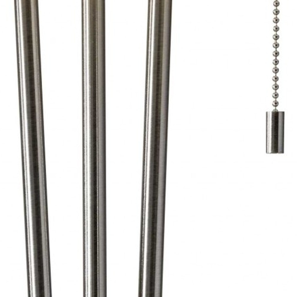 Elegant Brushed Steel & White Fabric Table Lamp