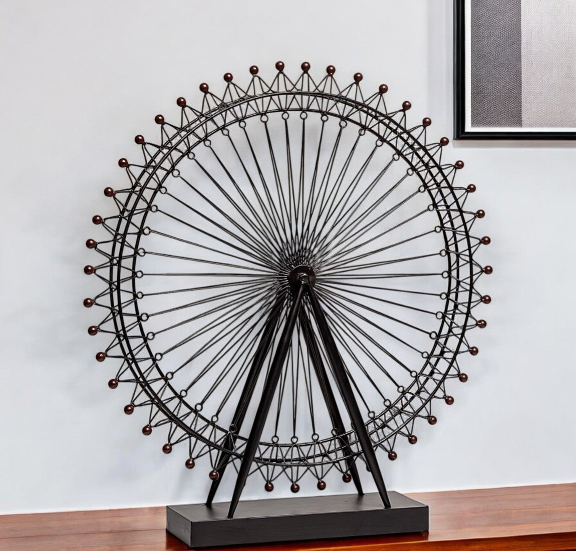 Modern Black Metal Tabletop Sculpture – 27-Inch Accent Piece