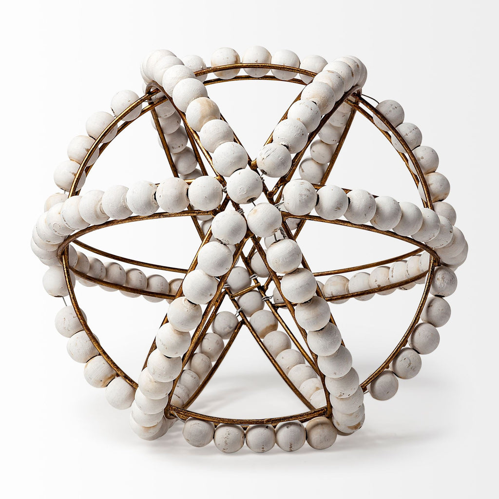 12" White Wooden Tabletop Sculpture