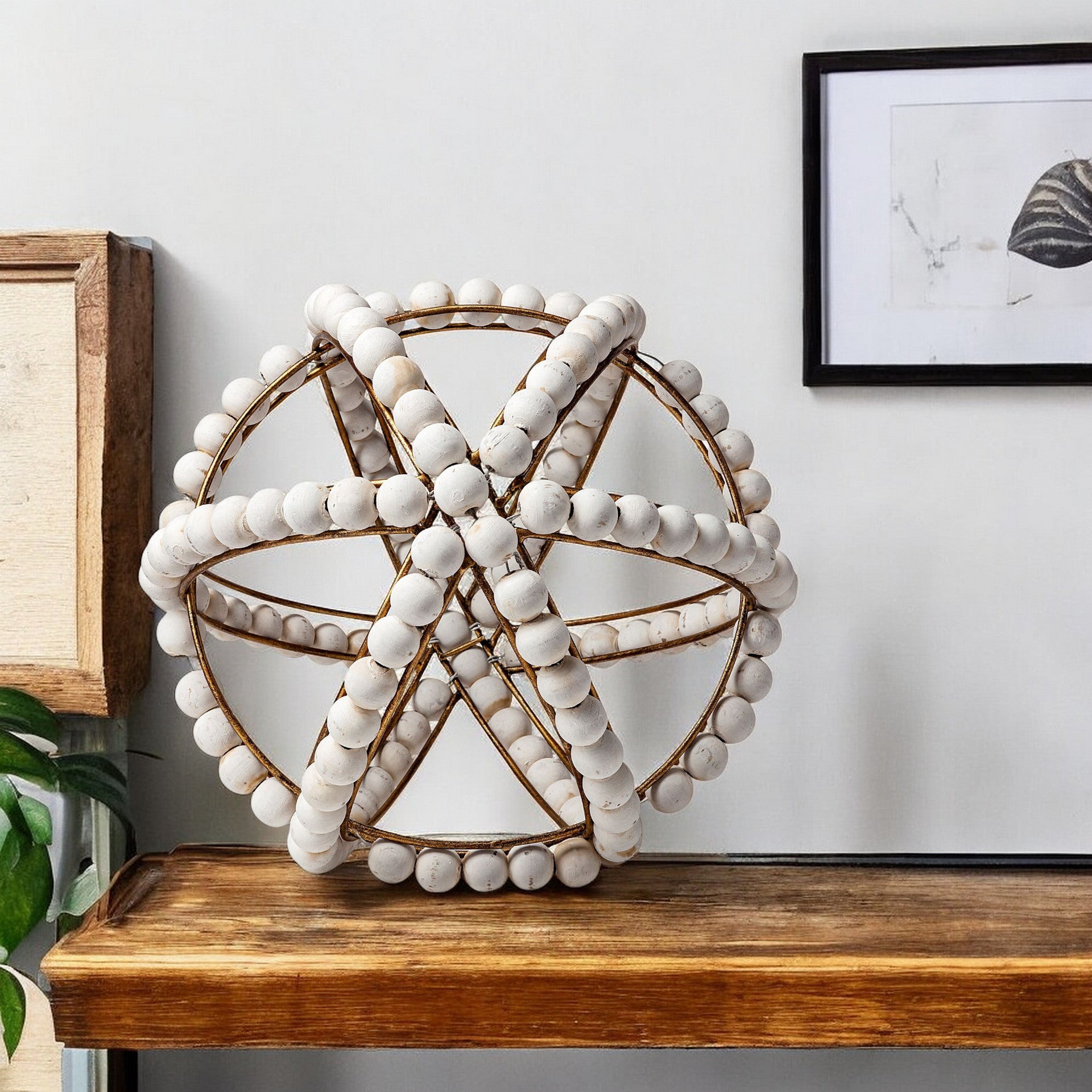 12" White Wooden Tabletop Sculpture