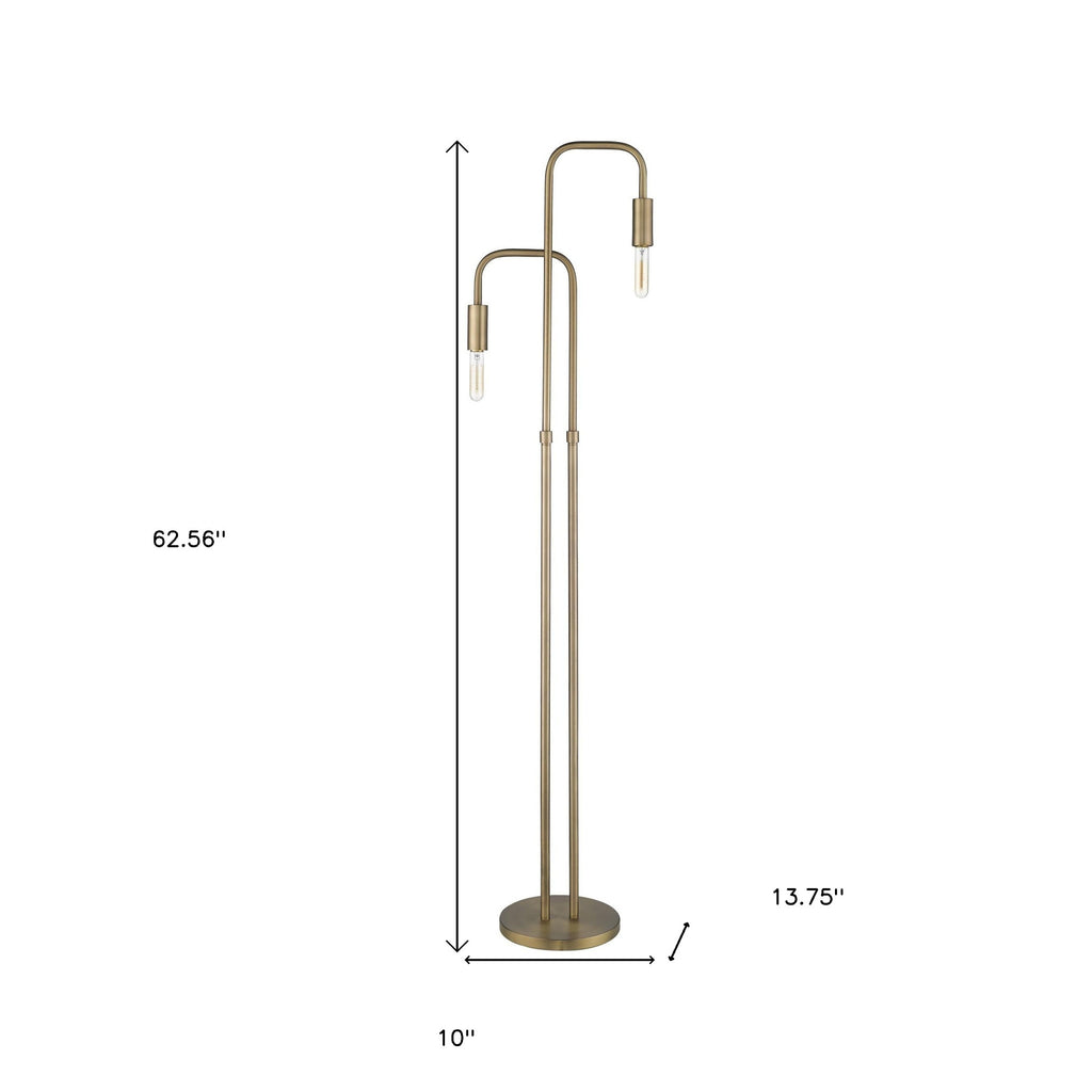 Classic Brass Two-Light Torchiere Floor Lamp