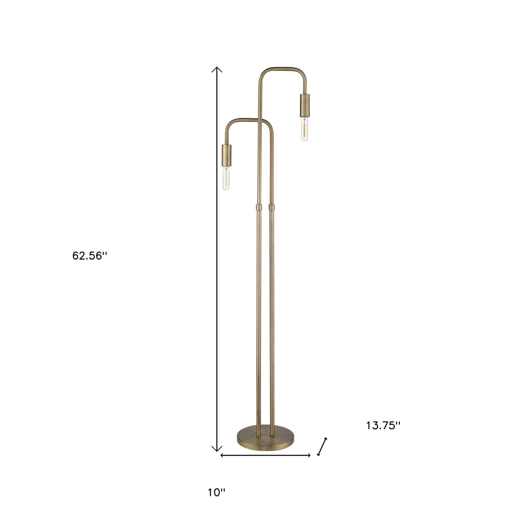 Classic Brass Two-Light Torchiere Floor Lamp