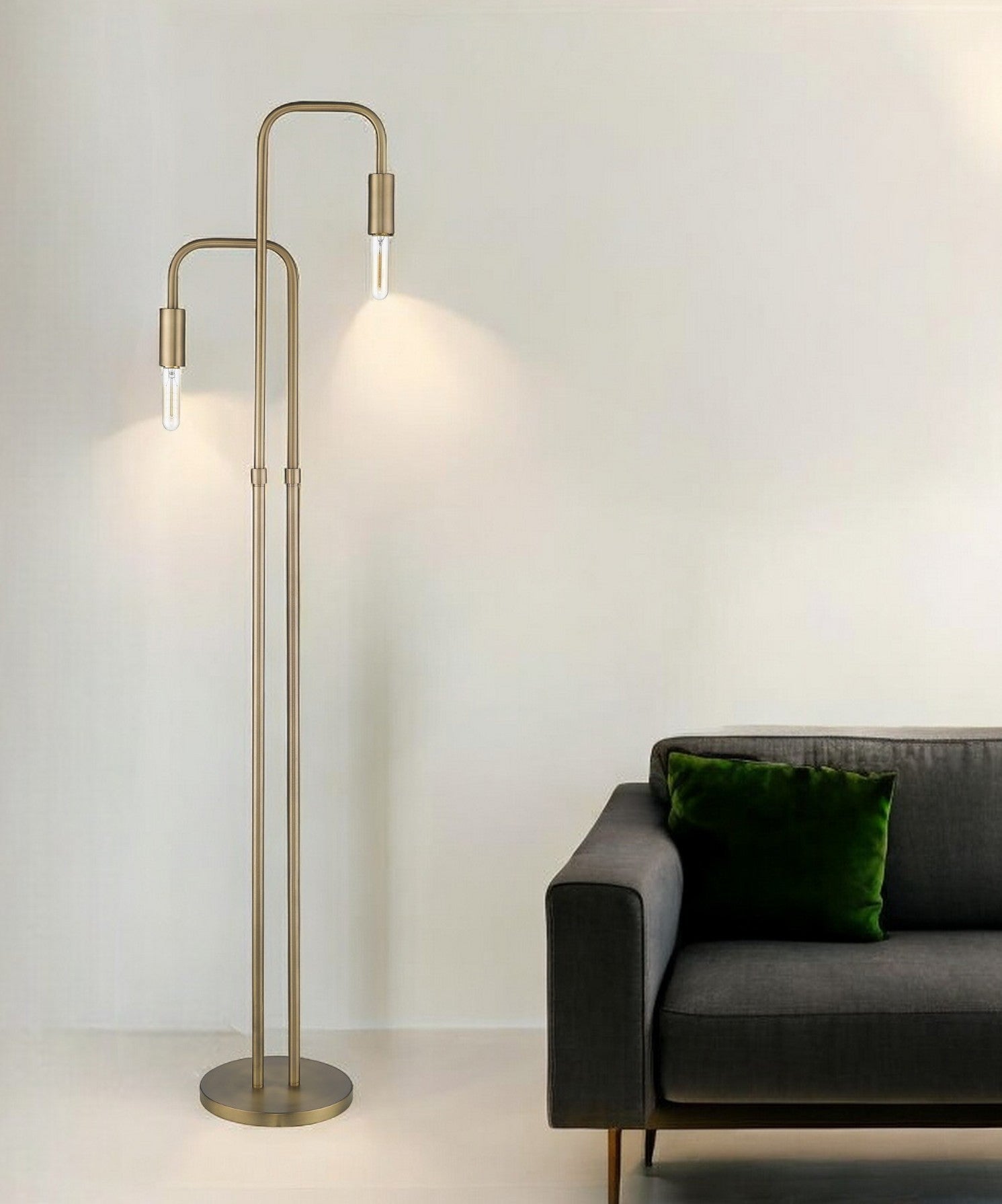 Classic Brass Two-Light Torchiere Floor Lamp