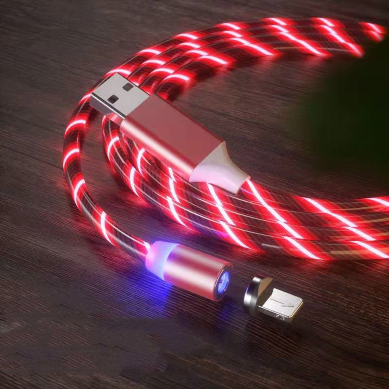 Magnetic LED Fast Charging Cable – Type-C / Micro USB / Lightning Streamer Charger