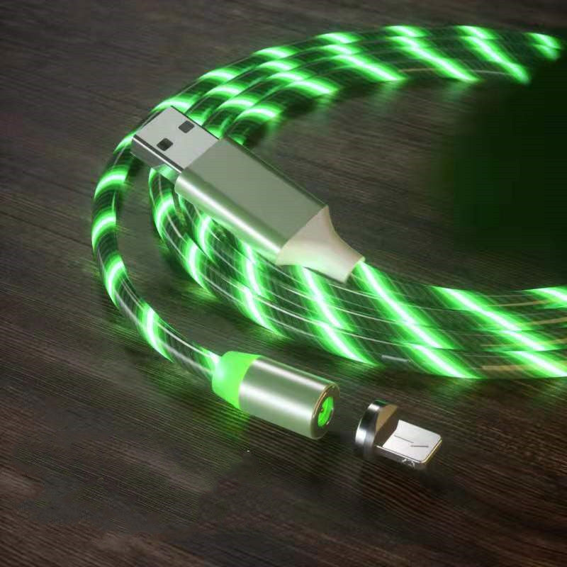 Magnetic LED Fast Charging Cable – Type-C / Micro USB / Lightning Streamer Charger