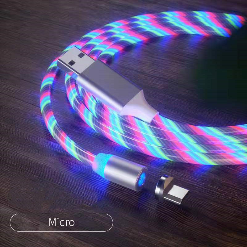 Magnetic LED Fast Charging Cable – Type-C / Micro USB / Lightning Streamer Charger