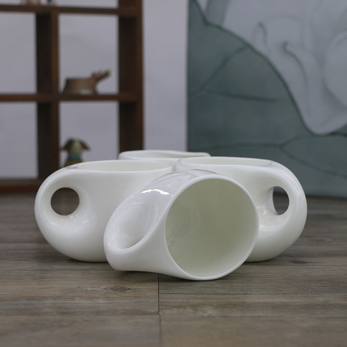 Large Water Drop Shape Pure White Bone China Tea Set