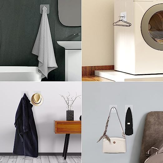 🧲 Strong Adhesive Non-Marking Nail – Nail-Free Wall Hooks, Heavy Duty Transparent Screw Holders (32 Pack)