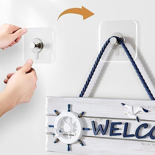 🧲 Strong Adhesive Non-Marking Nail – Nail-Free Wall Hooks, Heavy Duty Transparent Screw Holders (32 Pack)