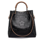 Aurelia Embossed Leather Tote Bucket Handbag