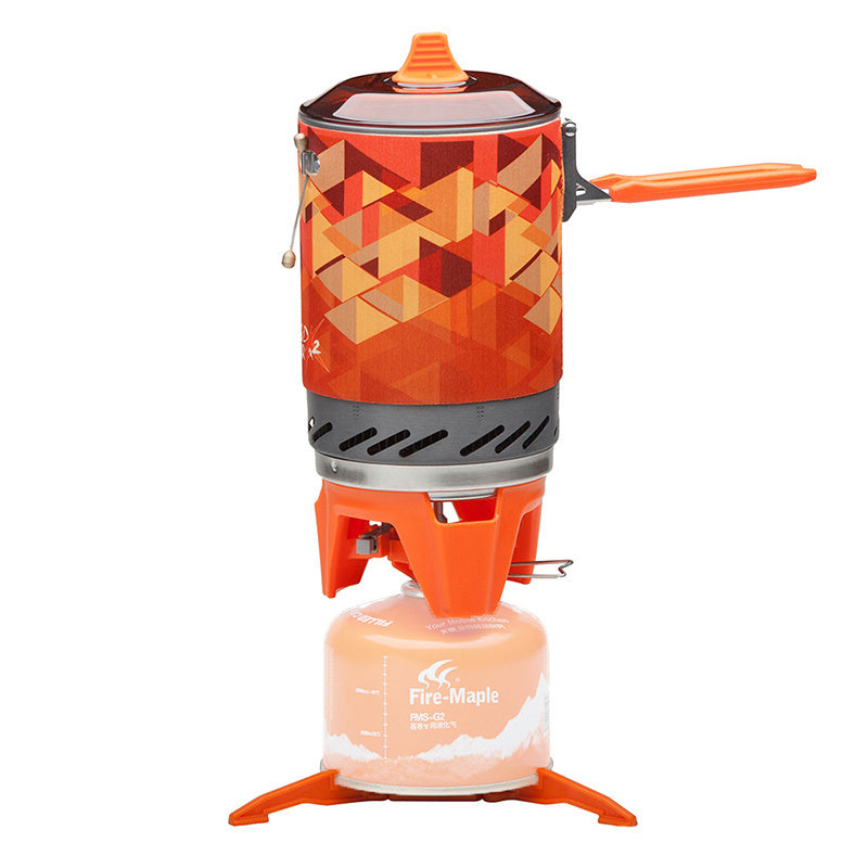 Camping stove with geometric pattern on a white background