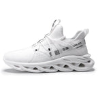 White sneaker with unique sole design on a white background