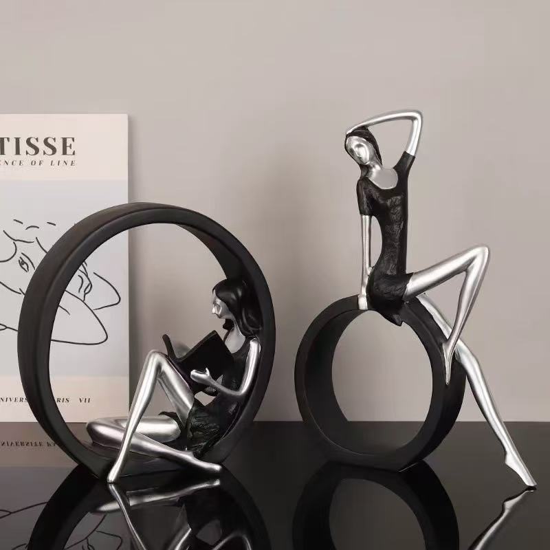 Light Luxury Reading Yoga Girl Decorative Figurine