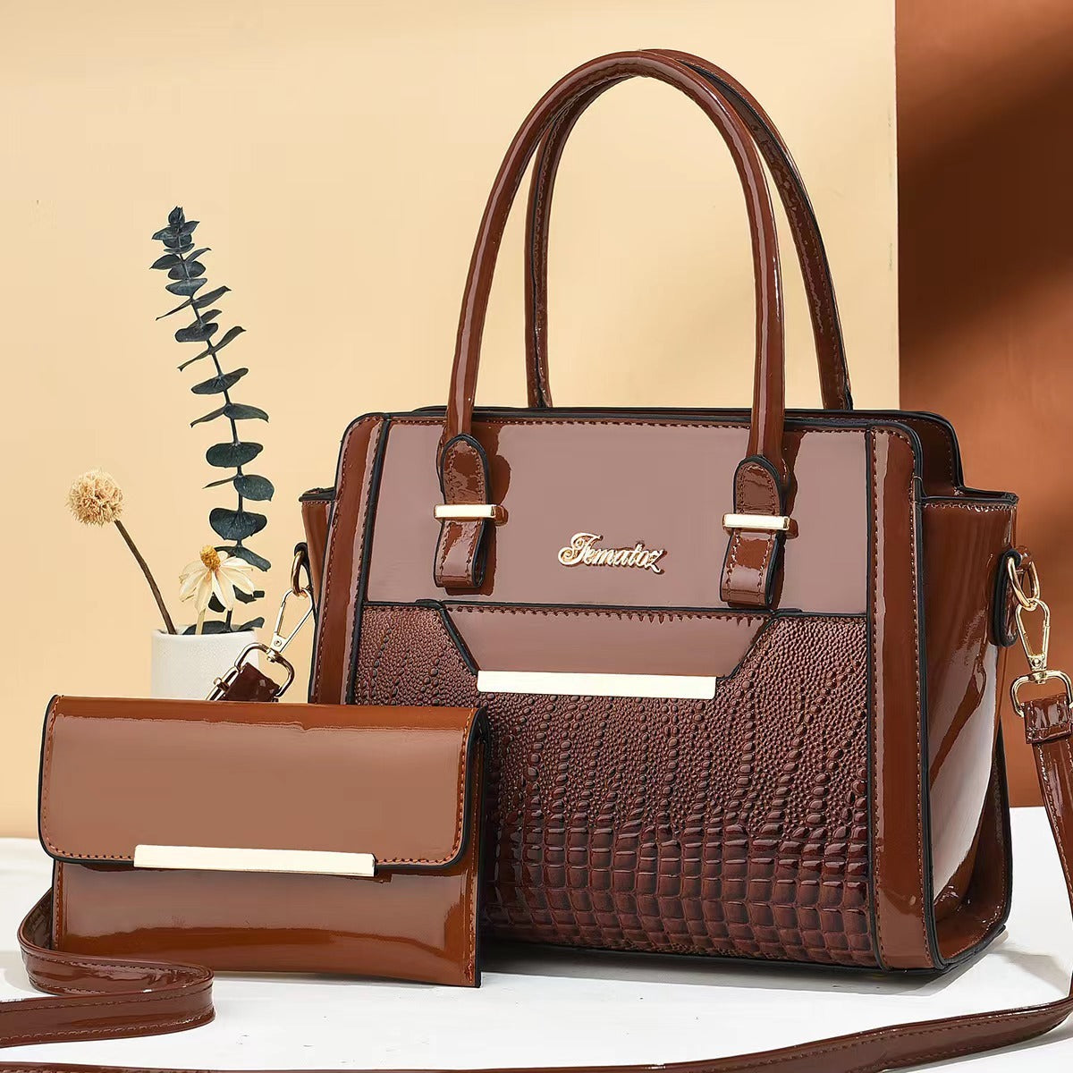 Seraphina™ Croc-Pattern Large Capacity Handbag Set