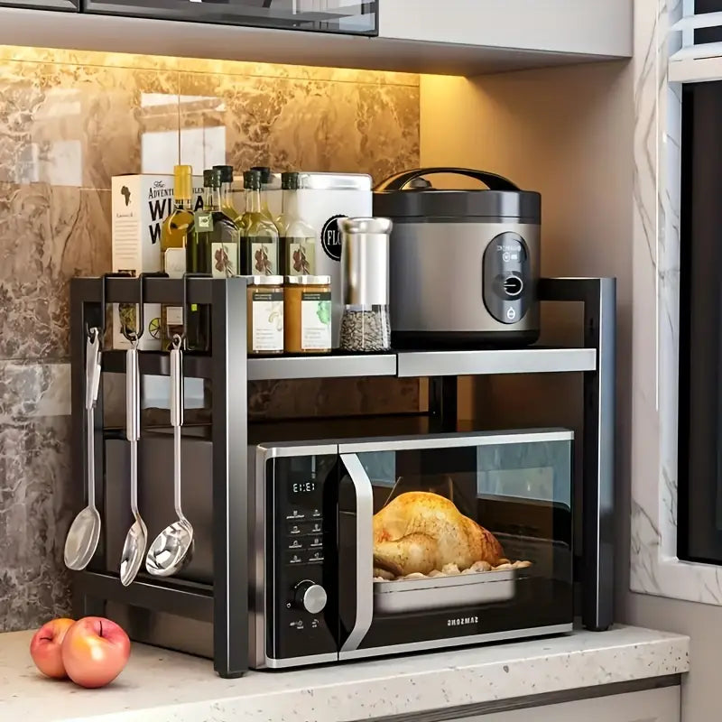 Retractable Microwave Oven Storage Rack