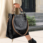 Aurelia Embossed Leather Tote Bucket Handbag