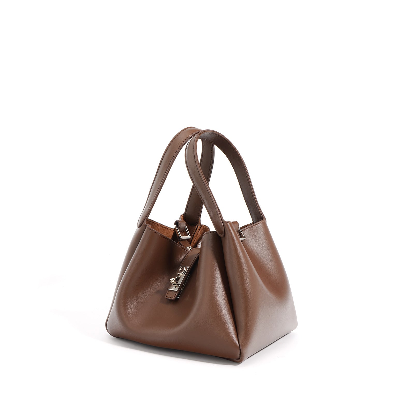 Brown handbag on a white background