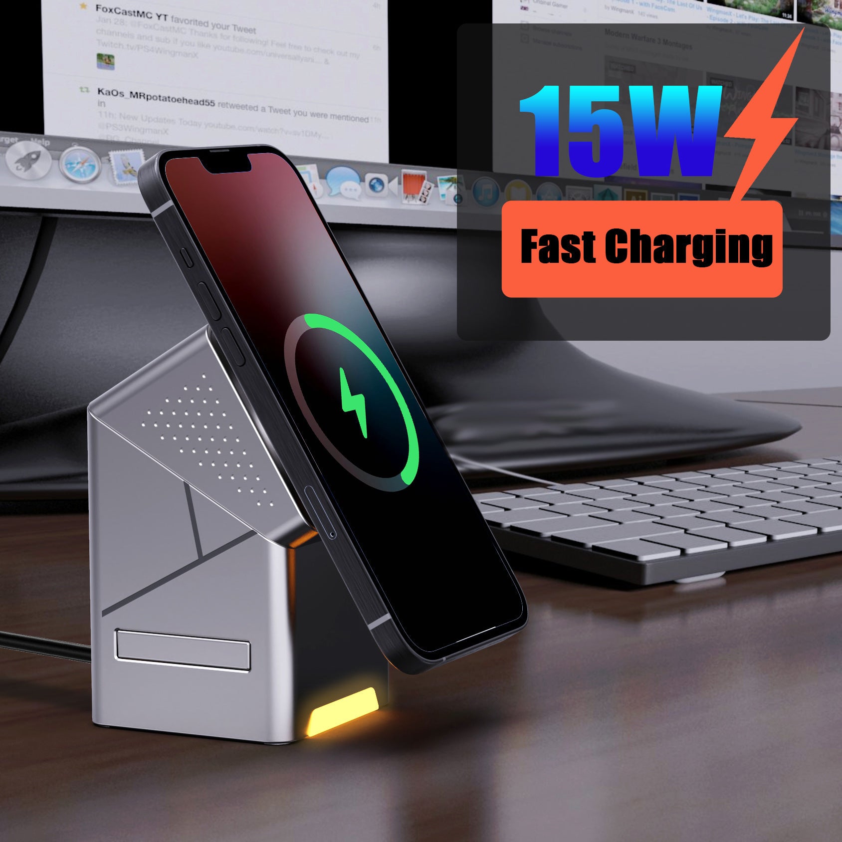 ZEEHOO 3-in-1 Auto-Rotating MagSafe Charging Station