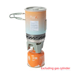 Portable stove with gas canister on a white background