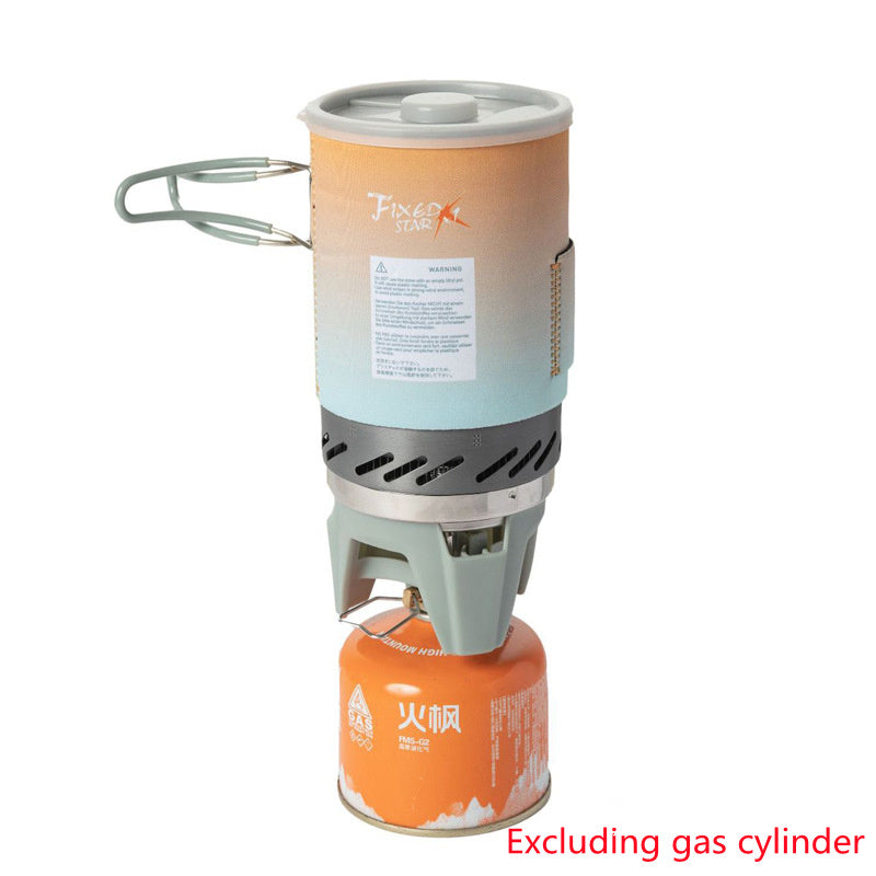 Portable stove with gas canister on a white background