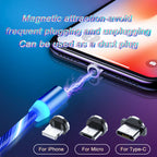 Magnetic LED Fast Charging Cable – Type-C / Micro USB / Lightning Streamer Charger