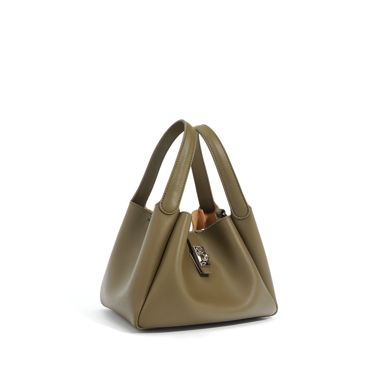 Green handbag on a white background
