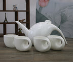 Large Water Drop Shape Pure White Bone China Tea Set