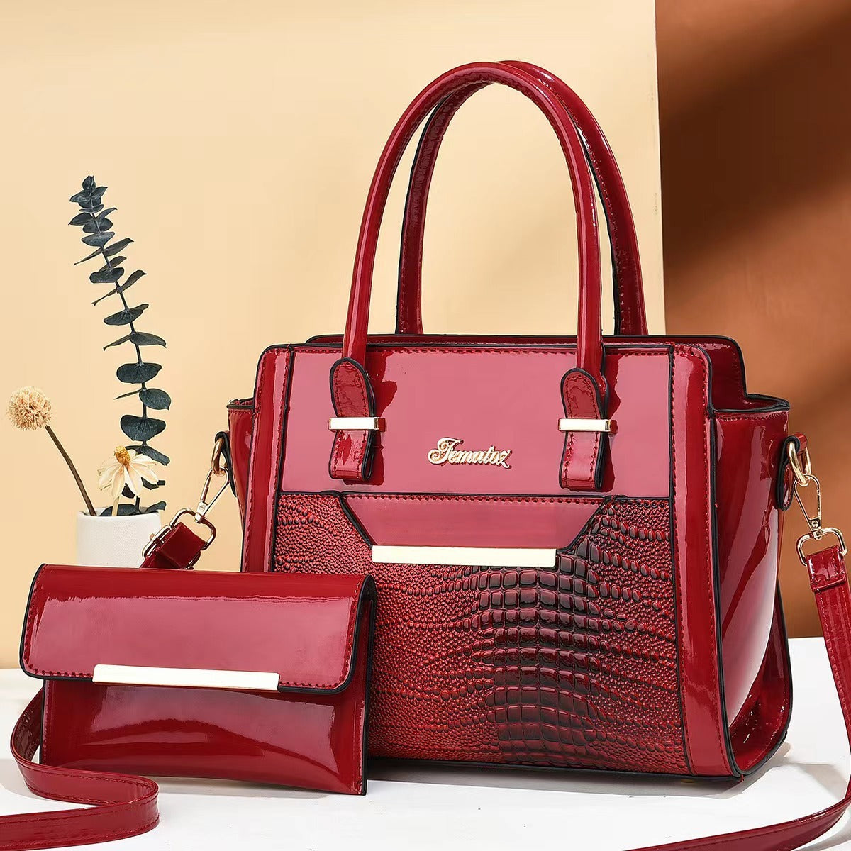 Seraphina™ Croc-Pattern Large Capacity Handbag Set