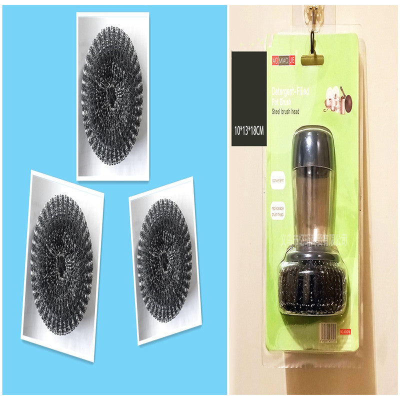 Kitchen Scrubber Soap Dispensing Palm Brush