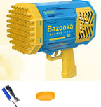 Toy bubble gun with 'Bazooka' branding on a beige background